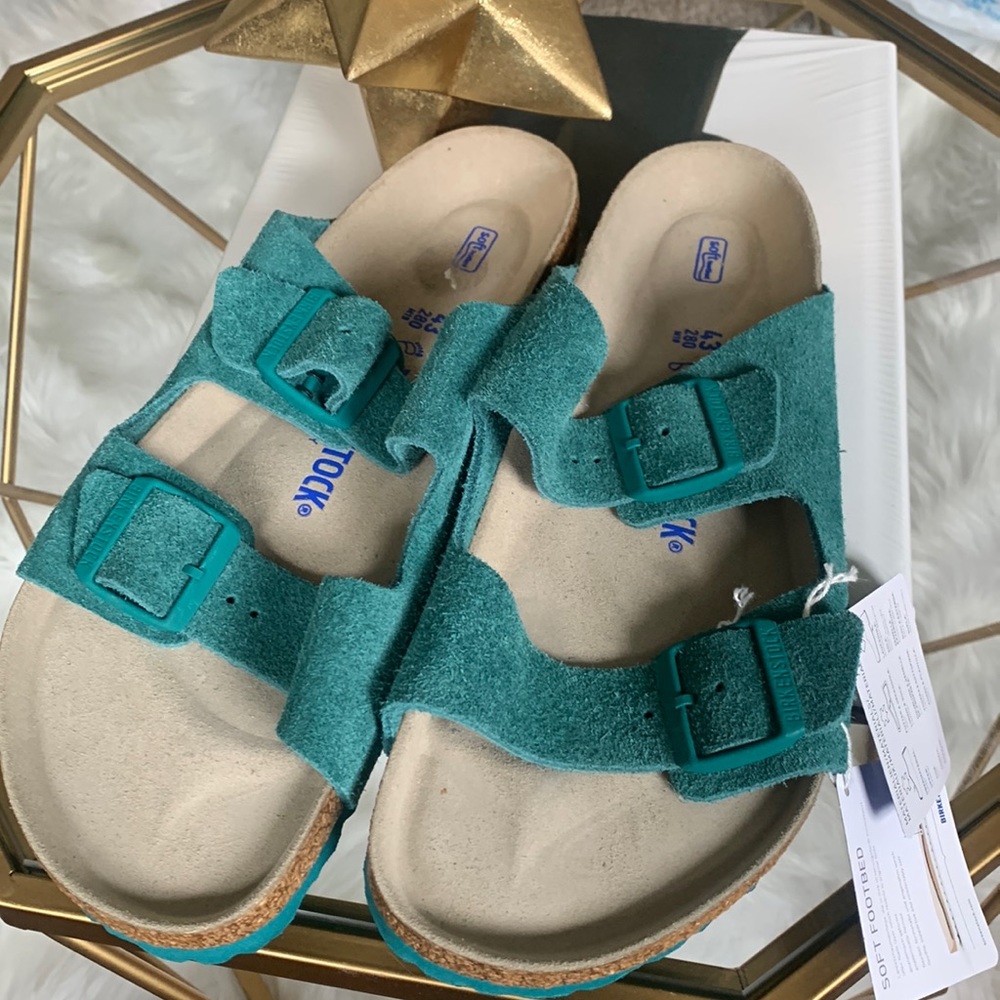 Birkenstock Teal Suede Sandals